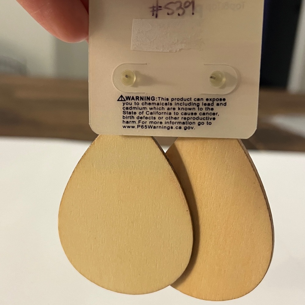 Pastel Collection Blue/Yellow Snakeskin & Pink Leopard Lightweight Wood Earrings - Picture 3 of 6